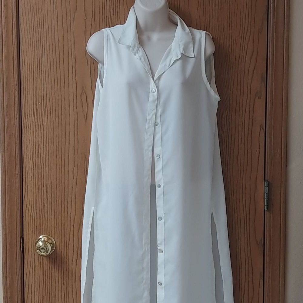Sheer Long Length Button Down / Cover-Up
